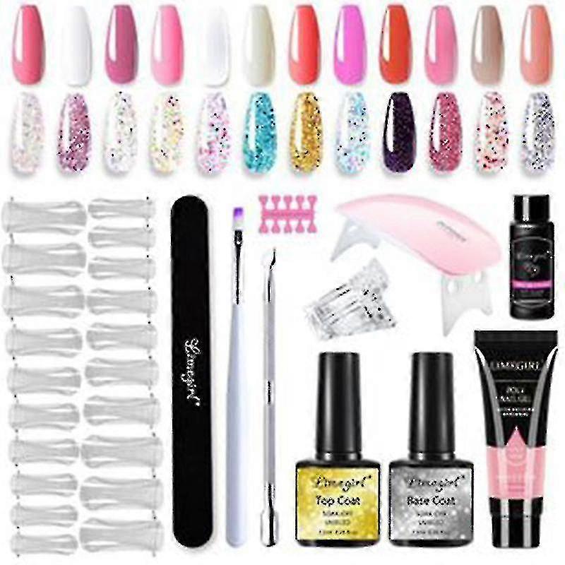 11pcs Poly Extension Nail Gel Kit All For Manicure Set Fast Building Gel Polish