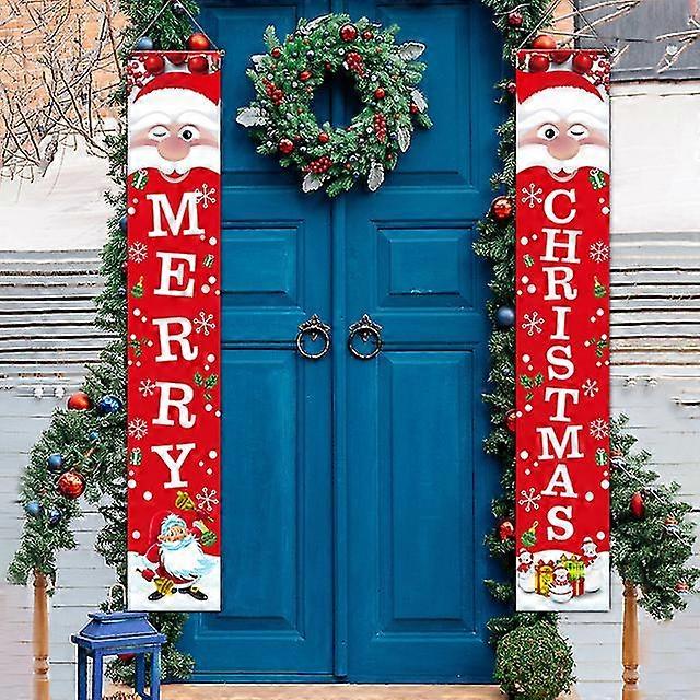 דגל כרזה של דלת חיצונית לחג המולד שלט מרפסת חג מולד שמח דקורטיבי לדלת הכניסה לחצר הבית Navidad Natal מתנה לשנה החדשה