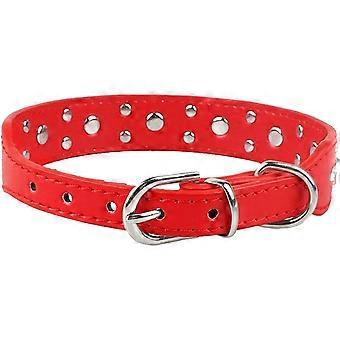 Dog collar with rhinestones - synthetic leather collar - adjustable size - size L