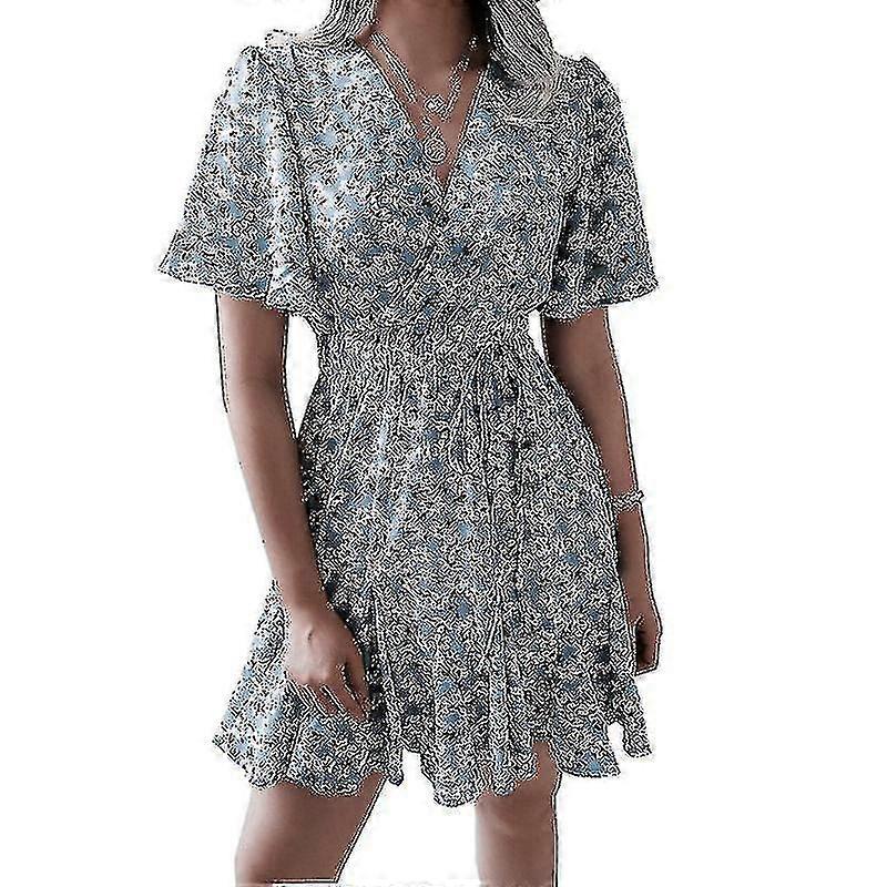 Femme Robe d’été 2022 Vêtements de printemps et d’été Imprimé Mousseline Sexy Robe pour dames