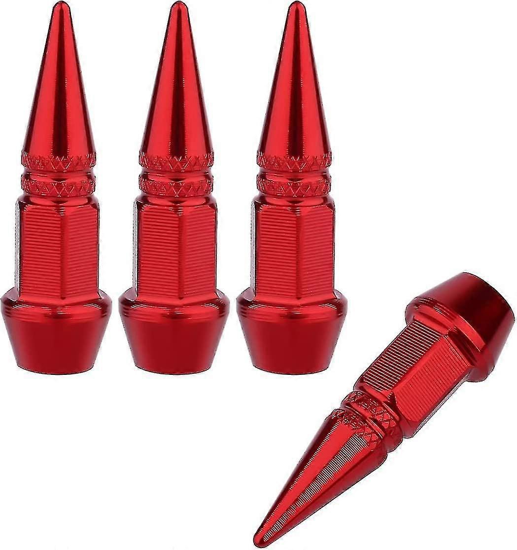 Red Aluminum Valve Stem Caps - 4 Pack