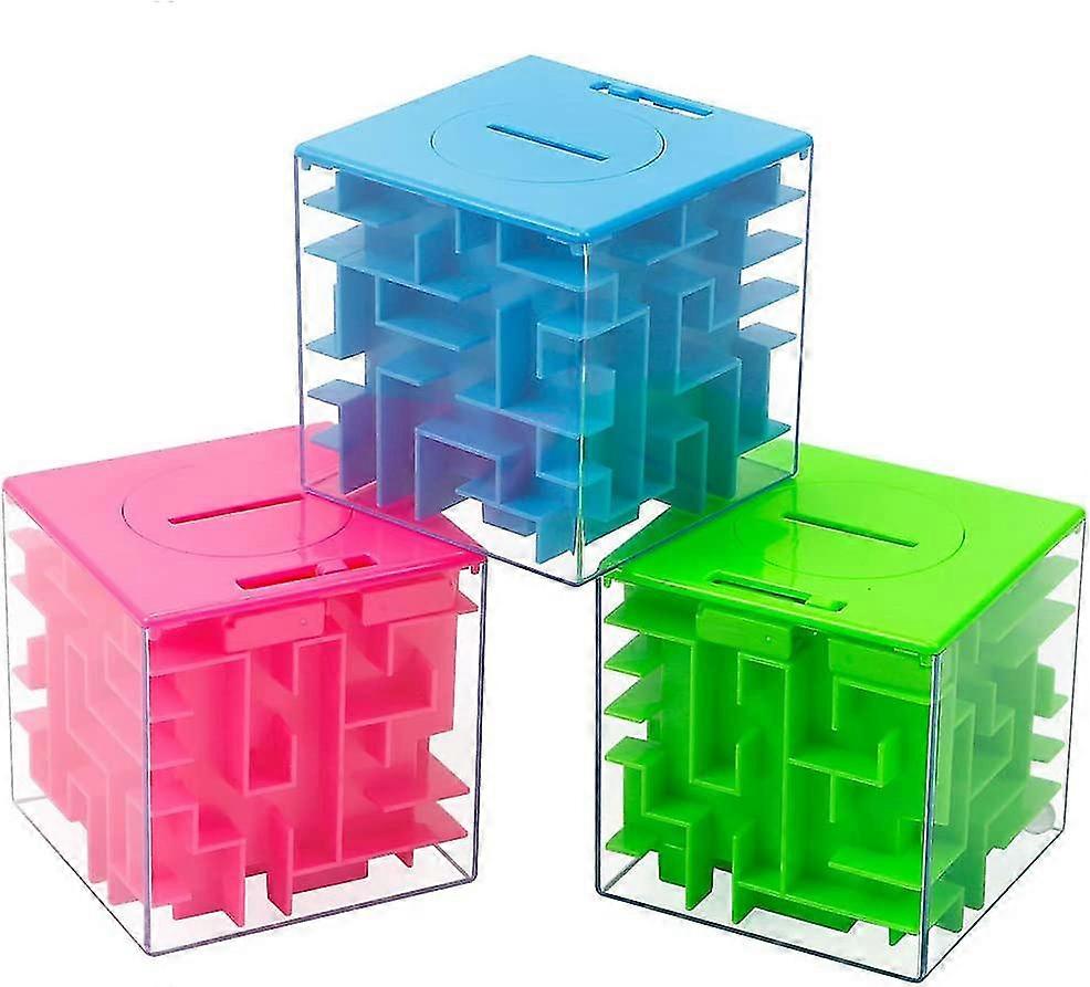 Packung mit 3 Sparschwein 3D Labyrinth Design