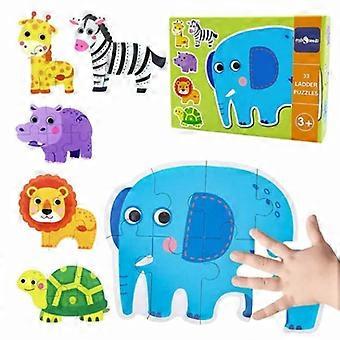 Cartoon Animals Wooden Puzzles Large Piece Animal Jigsaw Puzzles Set for Toddler Early Educational Toys
