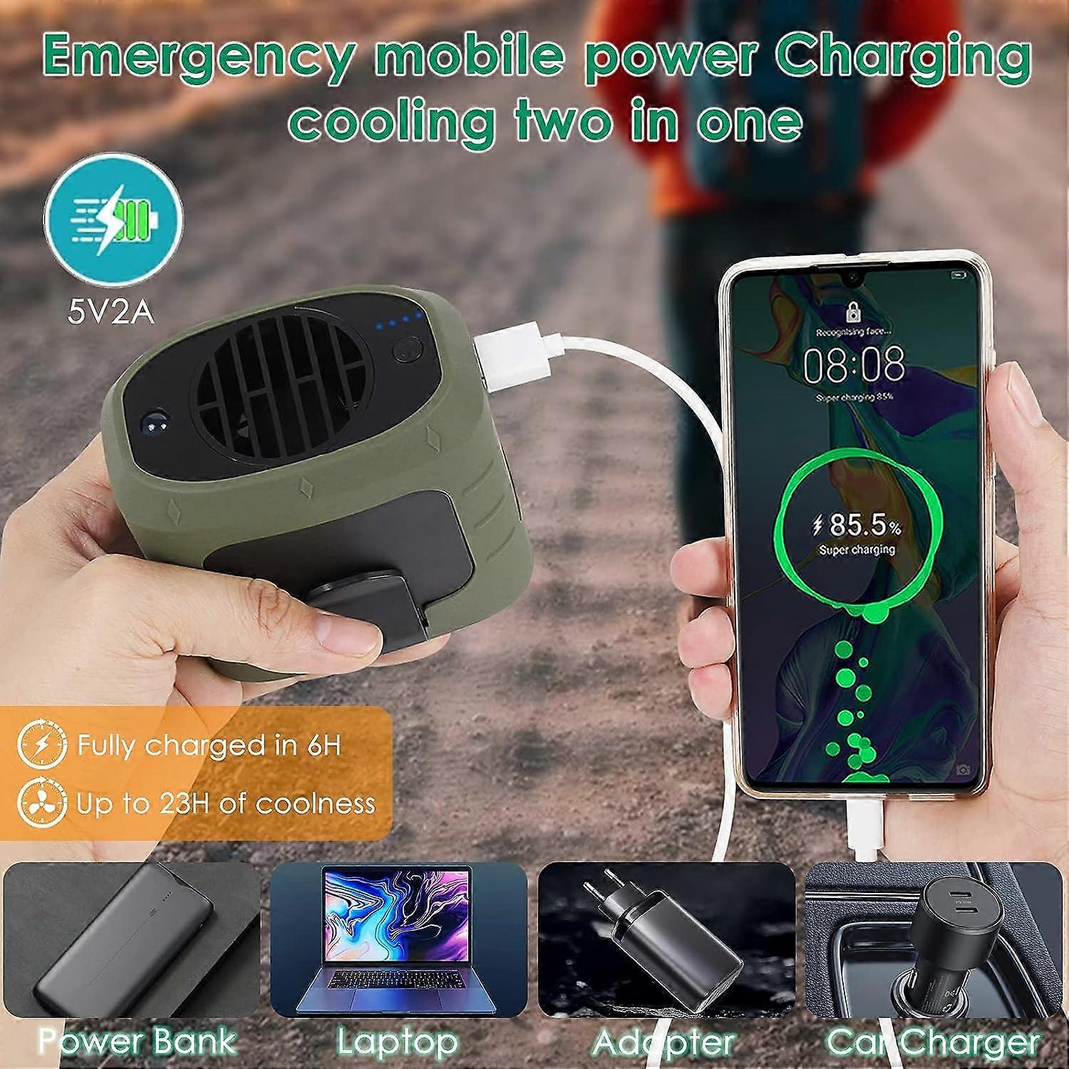(Green) USB Waist Fan 8000mAh Portable Waist Fan Personal Fan Belt Fan for Air Conditioning Jacket, Camping, Fishing, Cycling, Travel