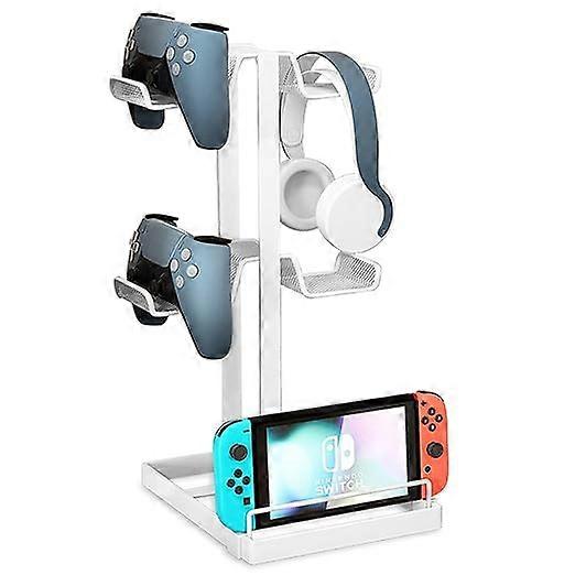 Controller Stand, 2-Tier Desktop Controller Bracket, Controller Storage Case, Game Controller Storage Case Headphone Hanger for All Universal Gaming P