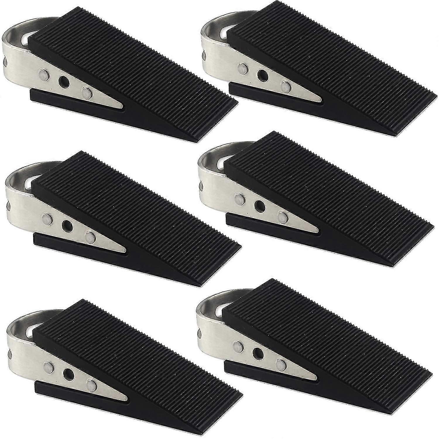 Bute De Porte, Cale Noire Robuste En 6 Pices, Peut Fixer Fermement La Porte Sans Bouger, En Caoutchouc Et En Acier Inoxydable, Convientles Sols