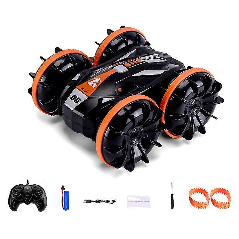 2.4G Radio RC High-Speed Racing Children's Crawler Tank Double-Sided Stunt Amphibious Waterproof Driving on Land Water Car Toy