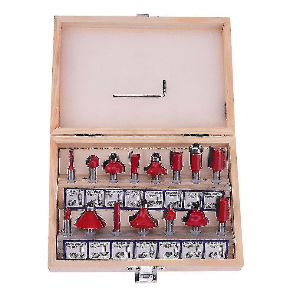 15pcs Set 1/4 Schaft Wolframkarbid Router
