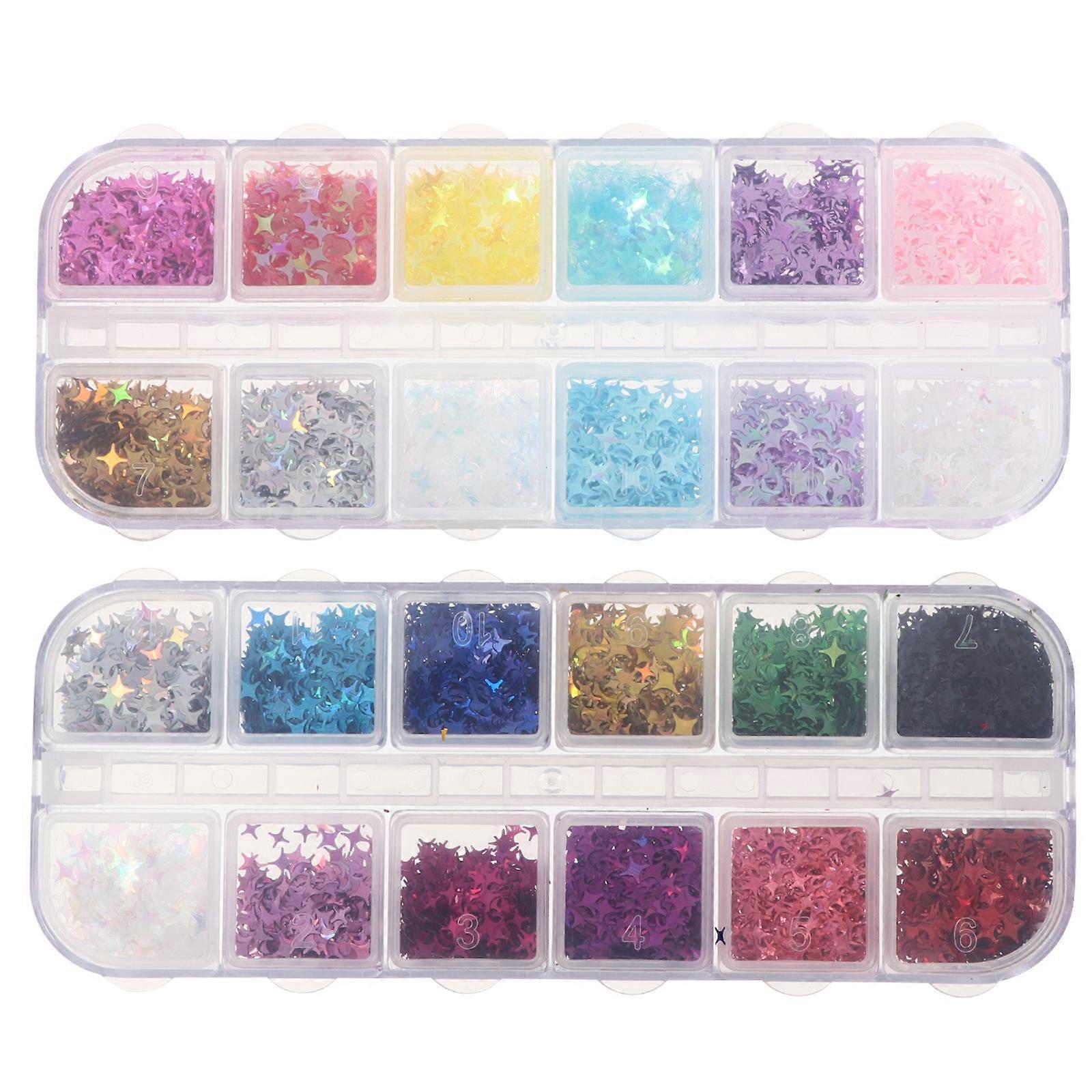 2 Sets Nail Glitter Paillette Manicure Glitter Sequin Nail Sticker Sequins