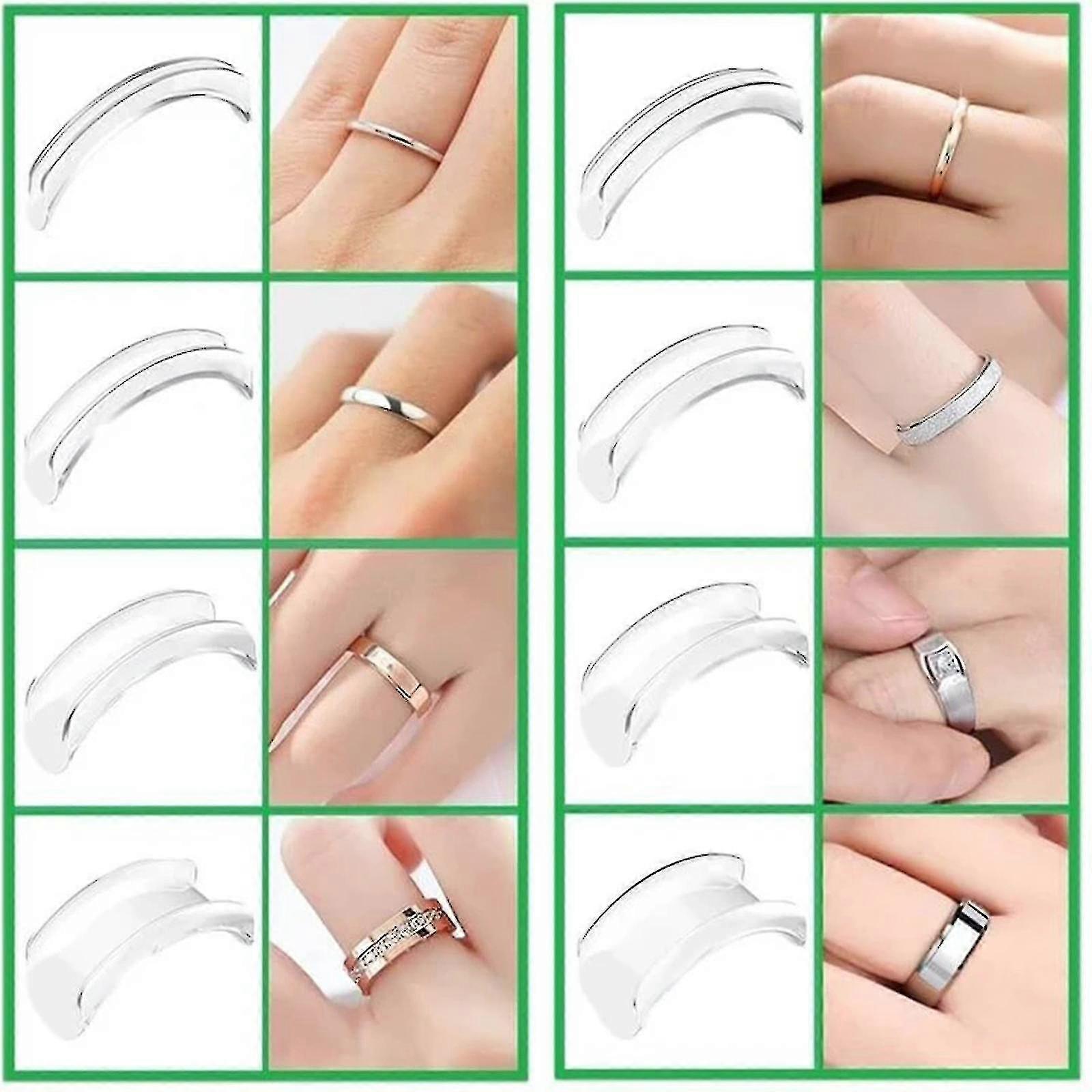1/2/5set Ring Re-sizer 8 Sizes Transparent Re-sizer For Prevents Ring From Sliding Off
