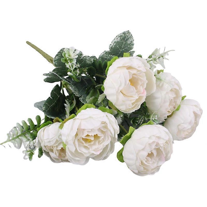 6 Forks Artificial Flower No-Fading No Withering Not Need to Water Realistic Decorative Simulation Peony Flowers for Wedding JIKAIX