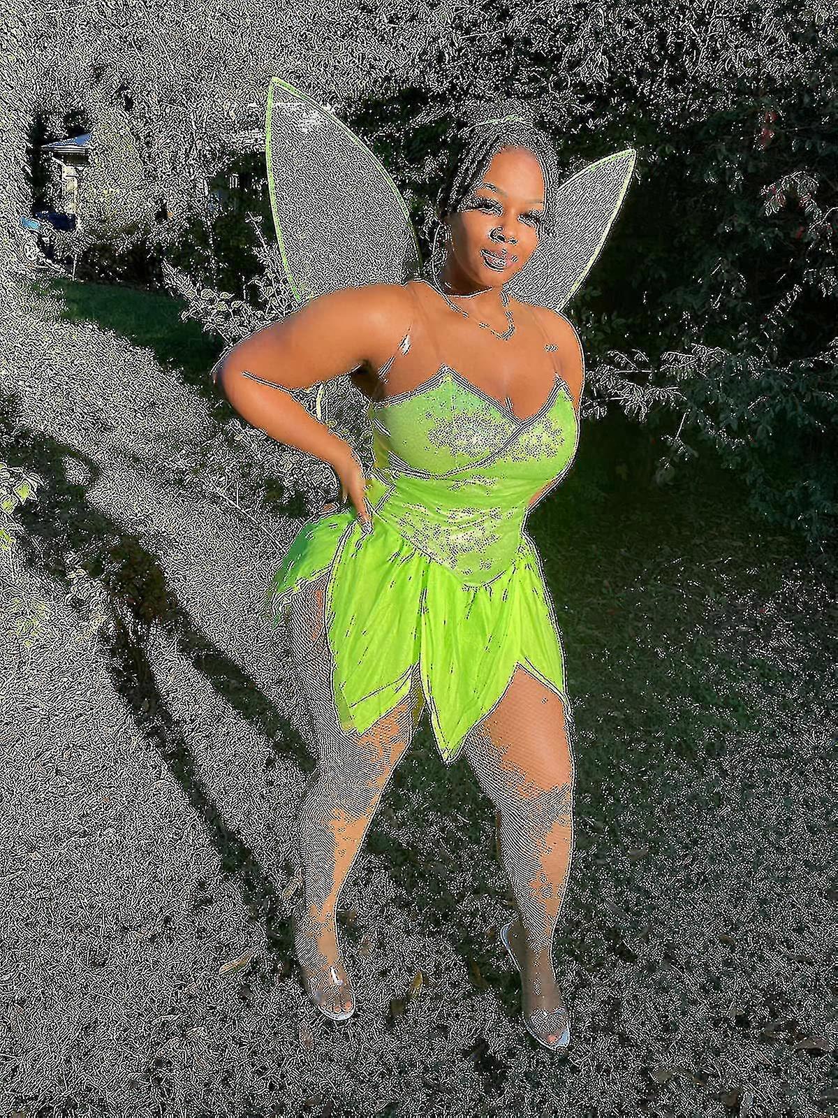 Femei Green Fairy Tinkerbell Costum + aripi Sets_y înaltă calitate