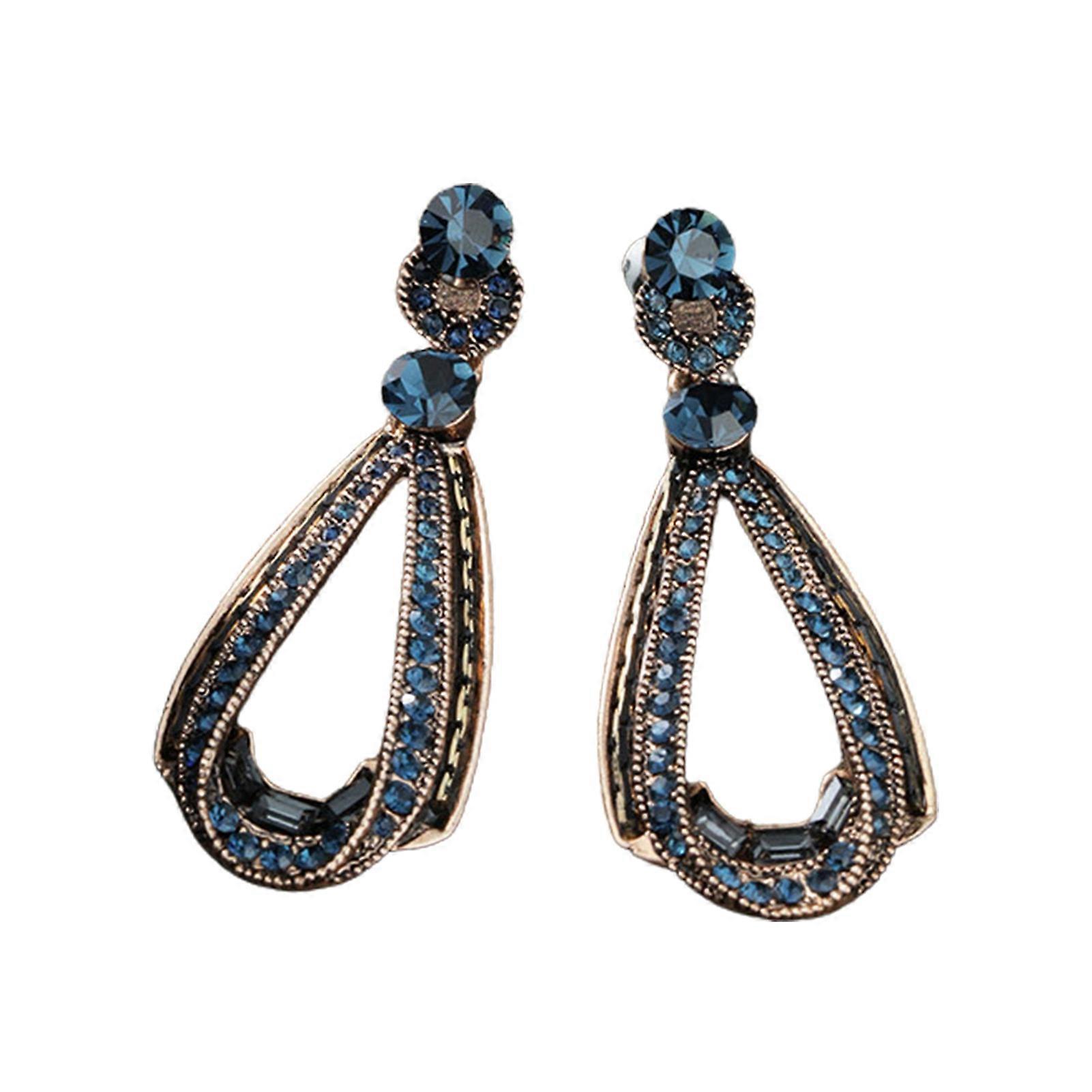 Drop Earrings Vintage Style Water Drop Shape Fine Workmanship Blue Stone Pear Drop Earring for Party