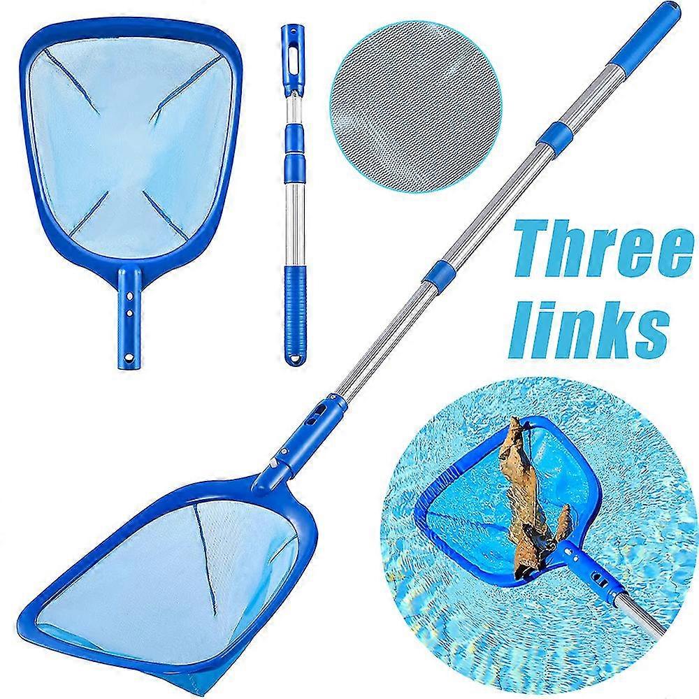 Pool Skimmer Net With 3 Section Telescopic Pole, Pool Skimmer Net With Fine Mesh Net, Plastic Frame, Pool Skimmer For Ponds, Fish Tank, Hot Tub