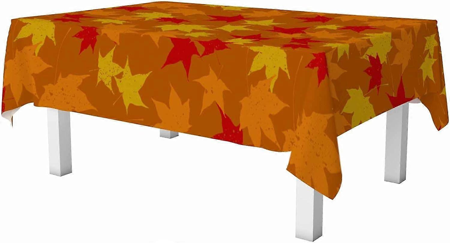Feuilles d’automne colorées Rectangle nappe Nature Jaune Feuille d’érable brillante Essuyable Nappes imperméables Housse de table pour Dîner de pique-de fête Indoo
