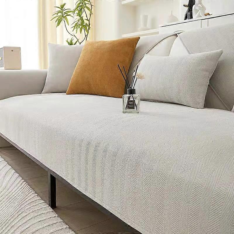 70 x 150cm Solid Color Soft Chenille Sofa Cover Non Slip Couch Protector Slipcover - Beige