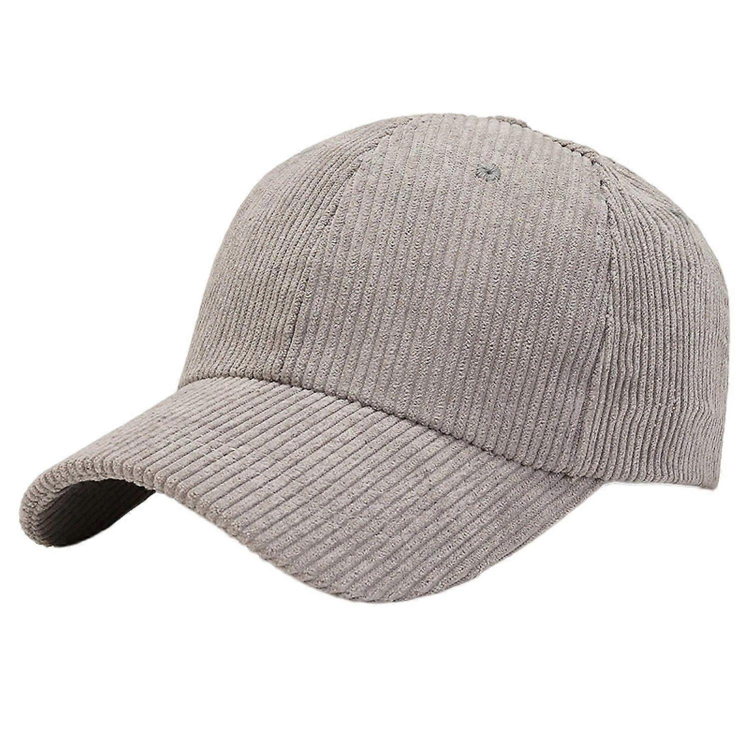 Corduroy Baseball Hat Large Brim Thick Striped Texture Peaked Cap Solid Color Adjustable