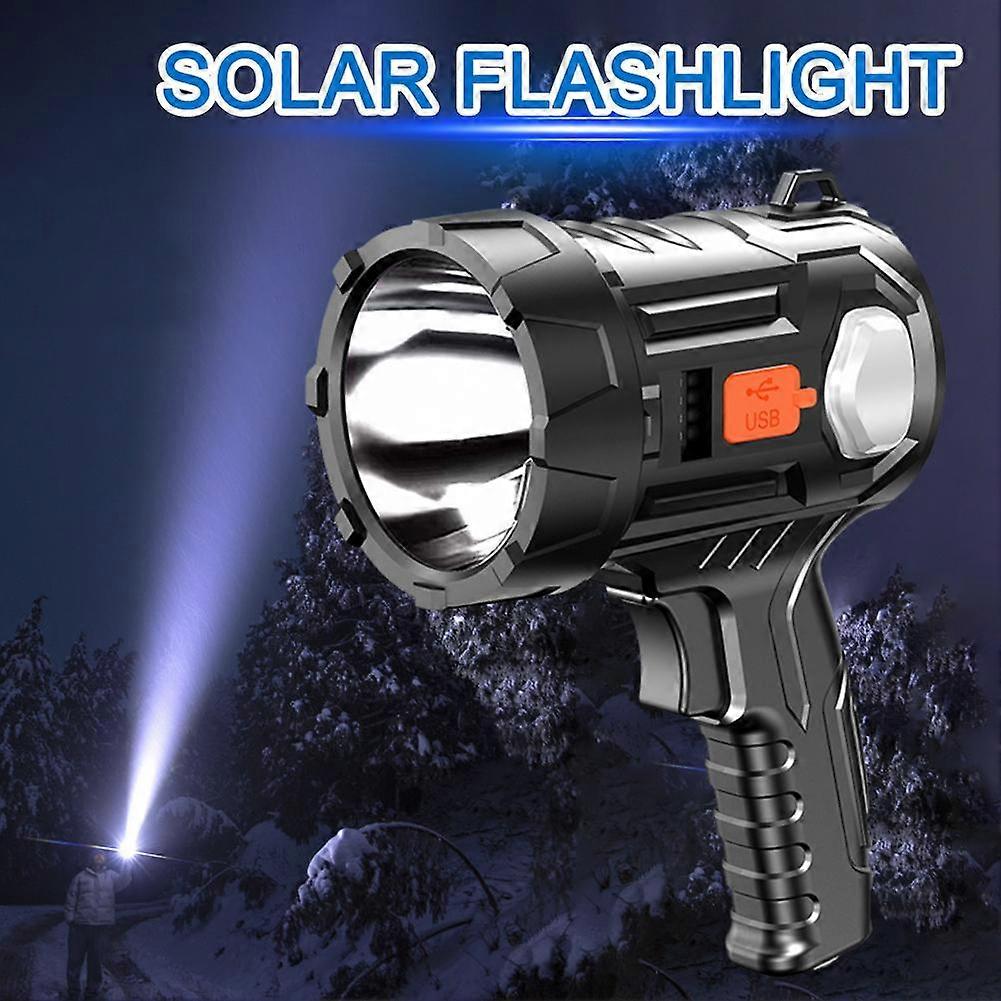 Rechargeable Spotlight 3color Light Filter Handheld Large Flashlight Solar