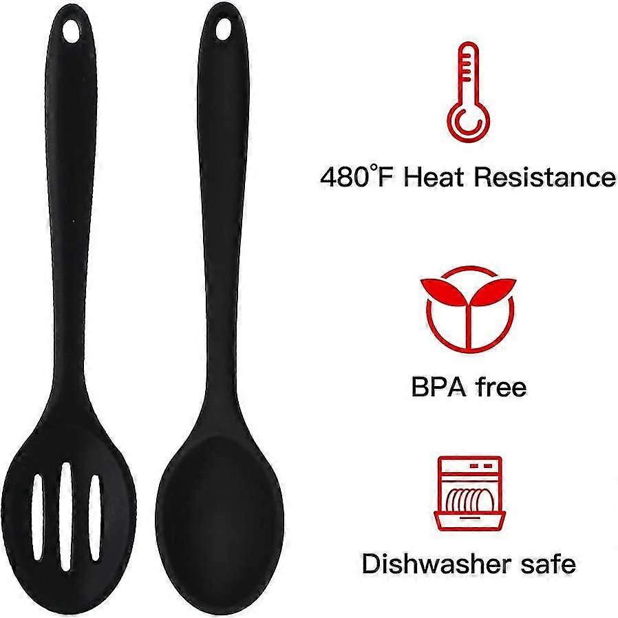 2 Pieces Silicone Nonsti Mixing Spoons,serving Cooking Spoon