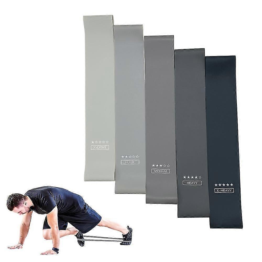 Exercise Resistance Bands - Set Of 5 Elastic Workout Bands Made From Natural Latex