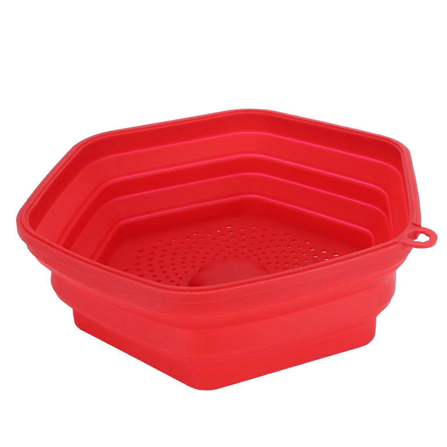 Collapsible Red Silicone Microwave Splatter Cover