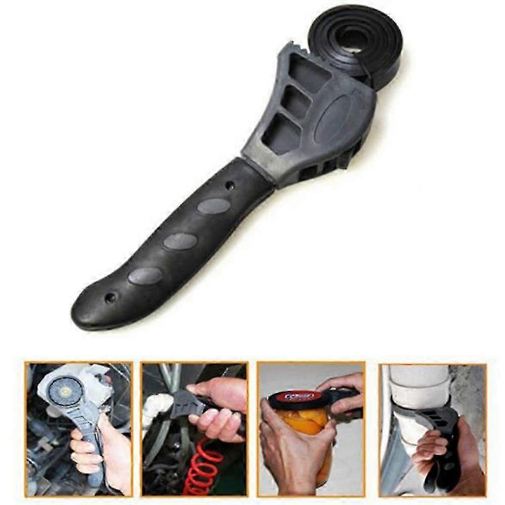 Multifunctional Adjustable Rubber Strap Wrench Grip / Tighten Bottle Jar Opener