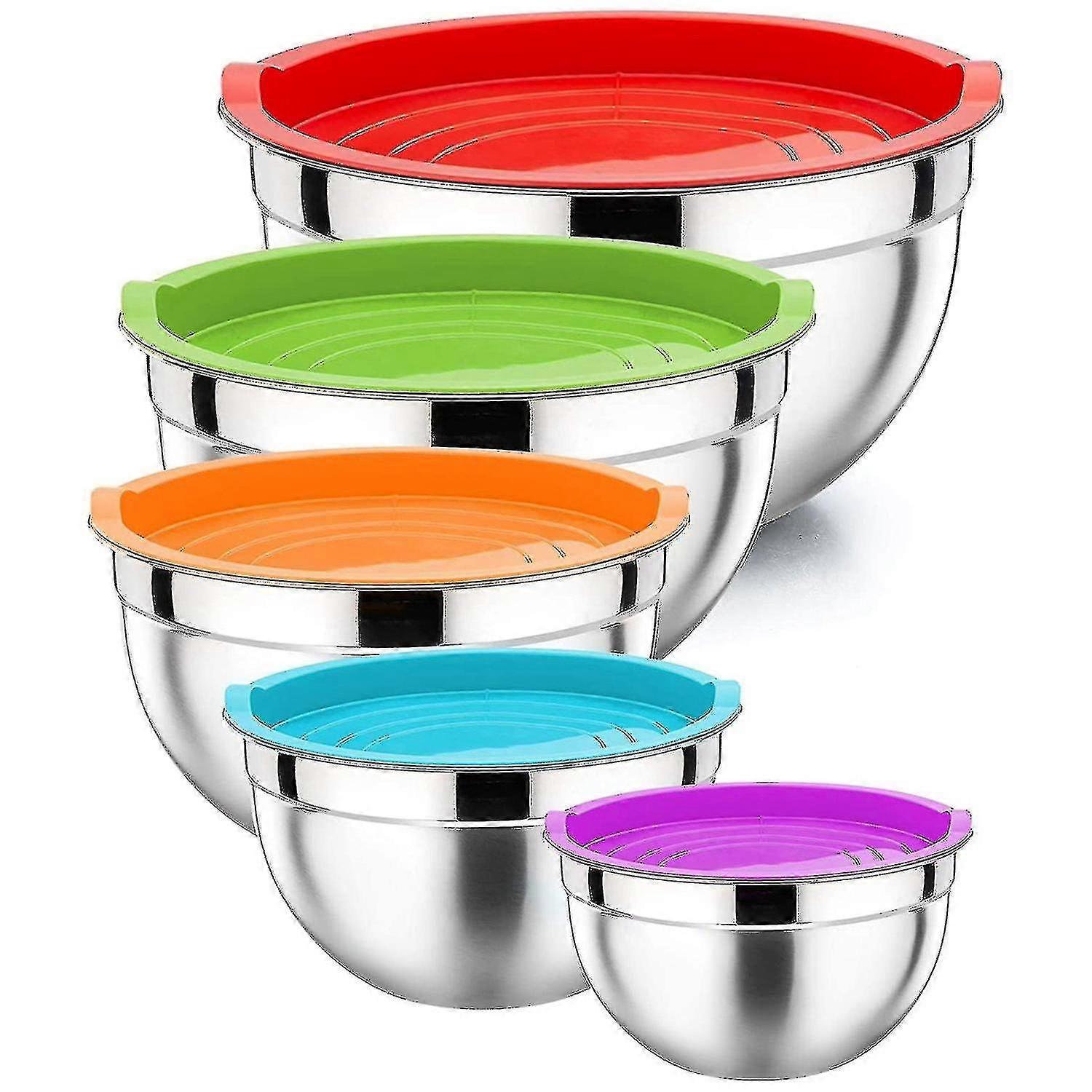 Mixing Bowl Set with Lid, 5 Pieces for Prepping, Mixing, and Serving