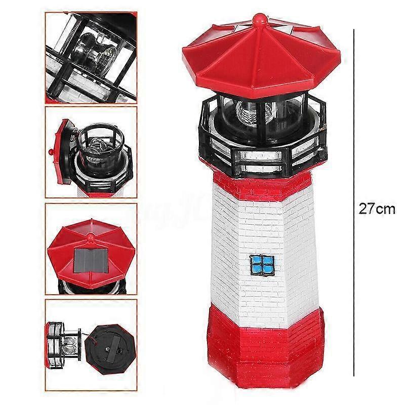 Lighthouse Statue Shape LED Solar Light Rotating Automatically Lit Solar Powered Lamp