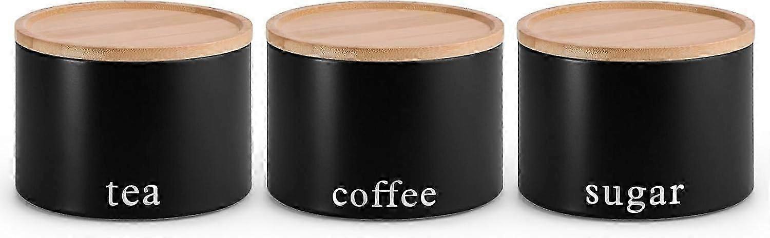 Set Van 3 Stapelbare Luchtdichte Voedselopslag Gemakkelijk Te Openen Opslagblikken Potten Blik, Zwart