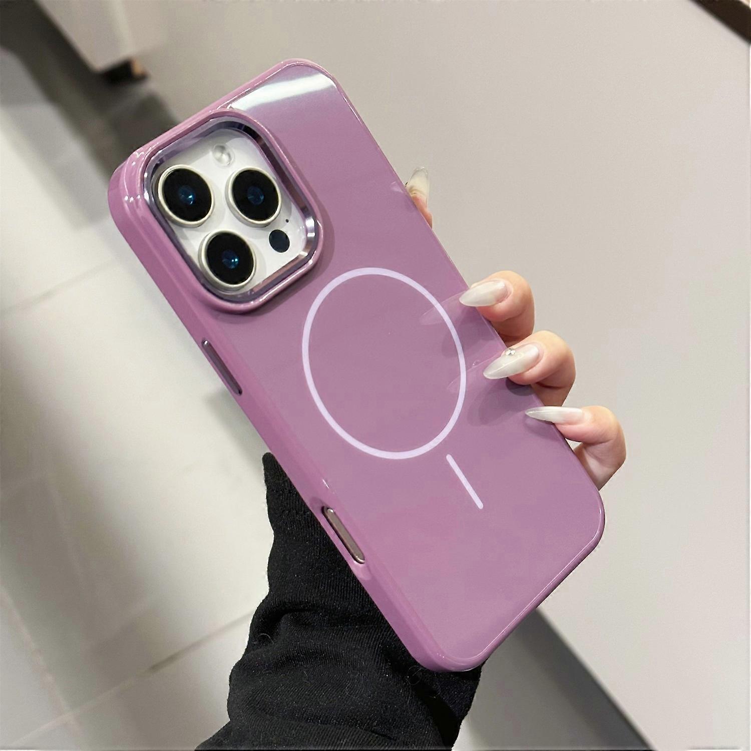 AS For iPhone 16 Pro Case Compatible with MagSafe TPU PC Scratch Resistant Phone Back Cover with Met