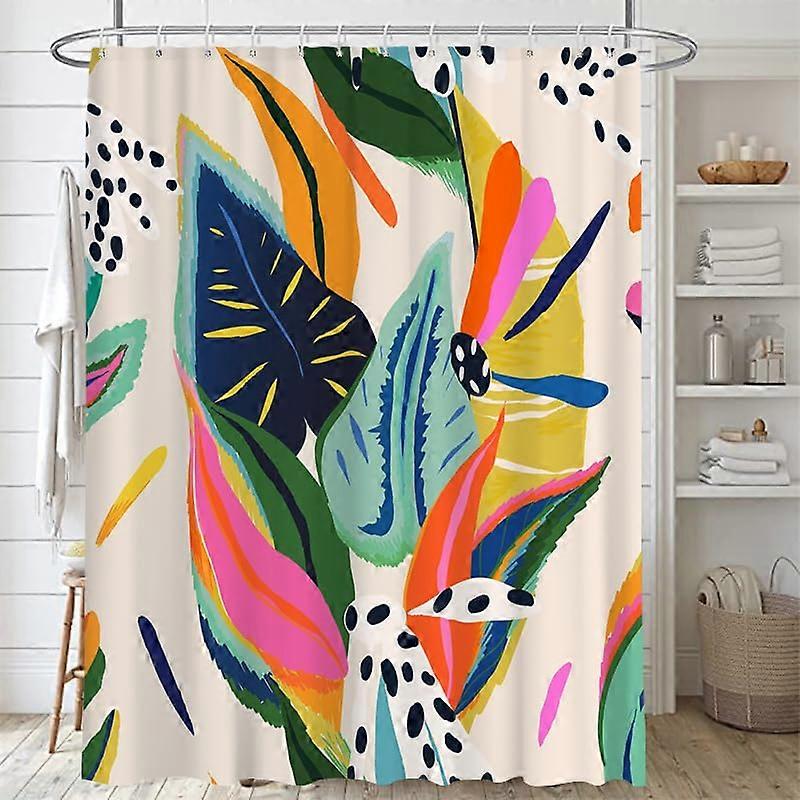 Floreral Jungle Boho Shower Curtain Colorful Bohemian Estabetic Pastel 72x72 Inch 12 Hooks