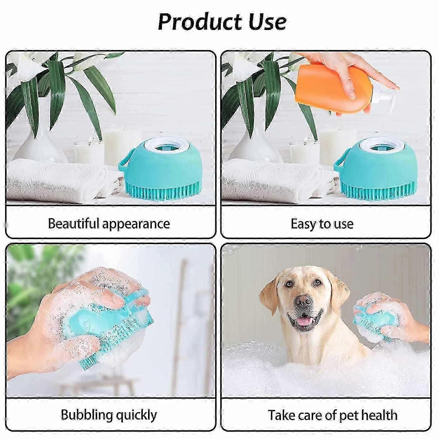 Soft Silicone Dog Bath Brush – Shampoo Dispenser & Massage Grooming Tool For Pets