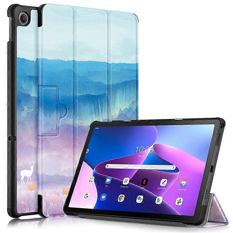 Trifold Stand Case For Lenovo Tab M10 Plus (3rd Gen)/ Xiaoxin Pad 2022 10.6" 125FTB-128F, Pattern Printing PU Leather Auto Wake/ Sleep Smart Cover