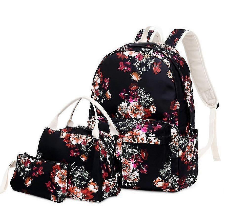 3 pcs ethnic print backpackBlack