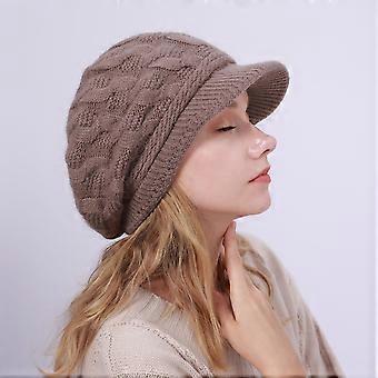 Sombrero de punto para mujeres Visor de punto Sombreros de gorro de boina Gorra de esquí cálido para el invierno