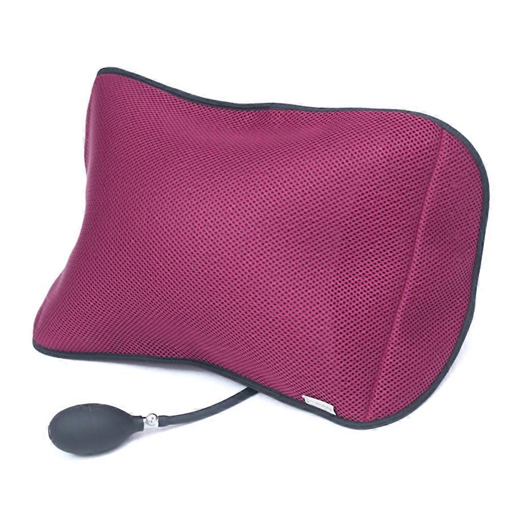 Inflatable Lumbar Support Pillow Lower Back Cushion with Airbag Memory Foam Pain Relief Pillow Office Chair & Car Use rose Red