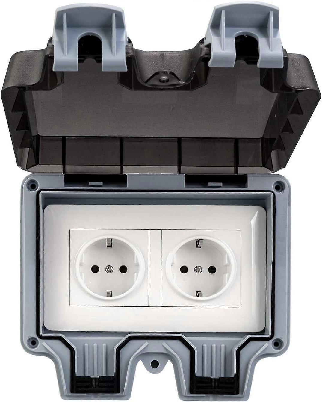 Waterproof outdoor socket, wall socket, IP66 switch socket, waterproof socket box for garden, park, bathroom and commercial applications