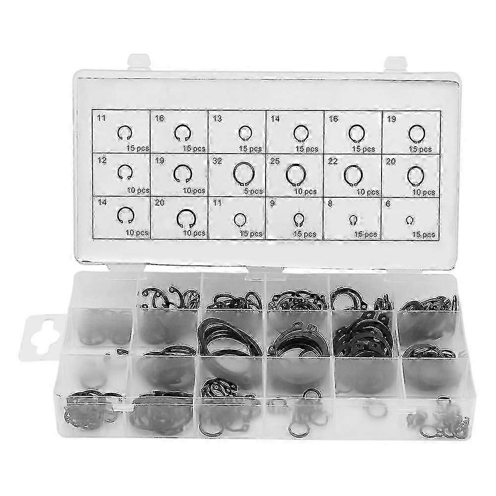 Circlip Assortment, 225Pcs Internal & External Snap Ring C-clip Circlip Assortment Box Set 18 Sizes