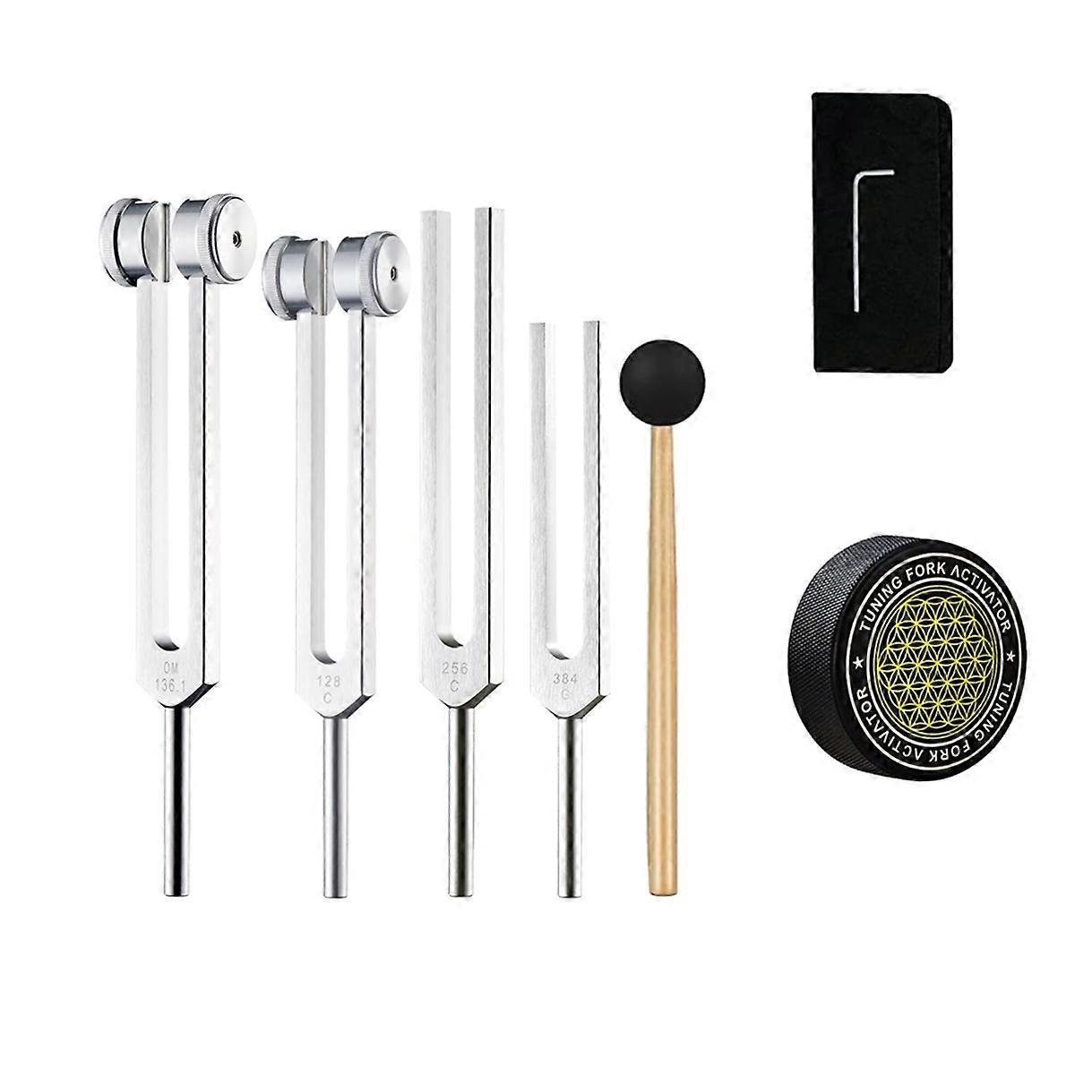 Tuning Forks for Healing Set 256Hz, 384Hz,with Hockey Puck Activator,