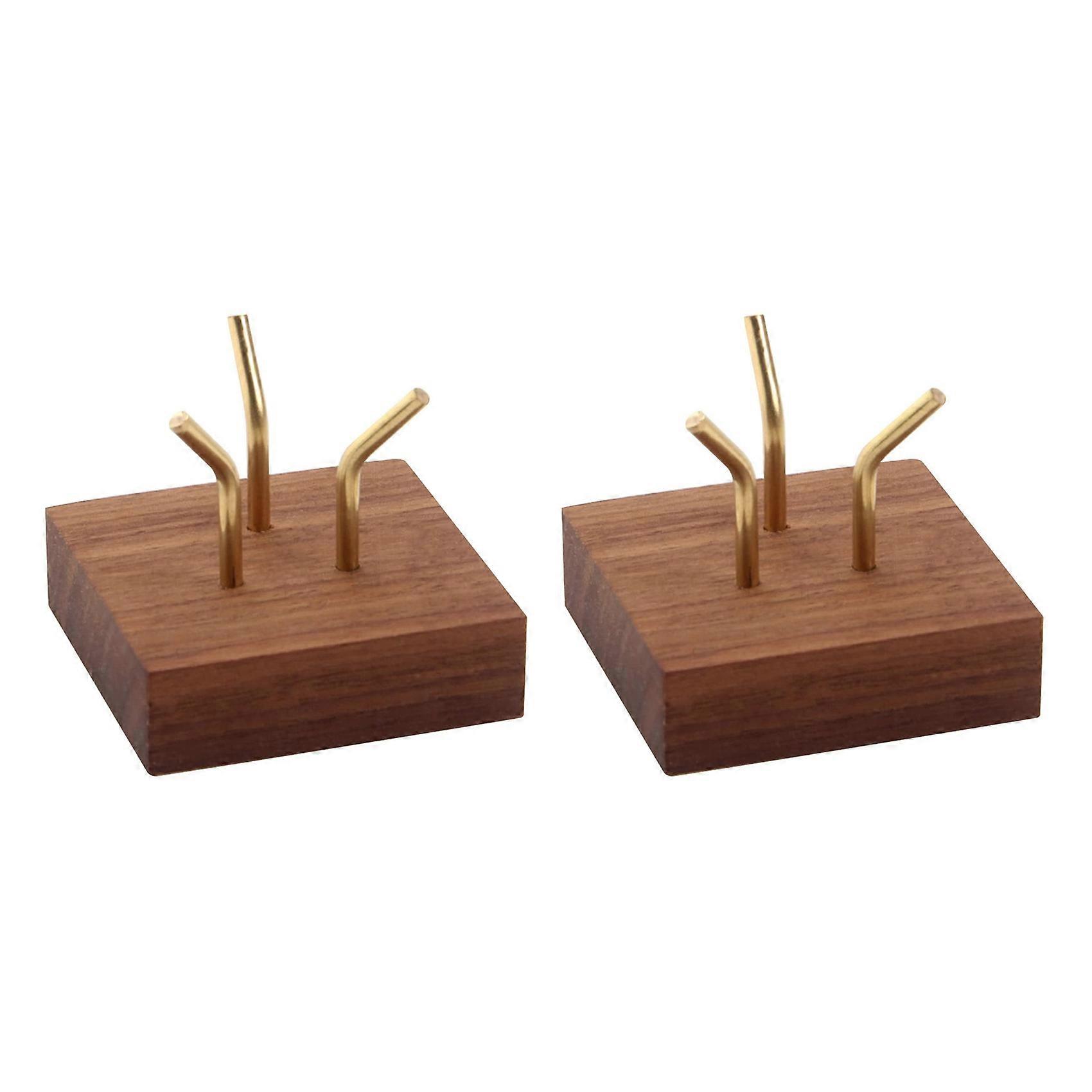 2 PCS Display Stand Walnut Base for Fossil Coral Geodes Mineral