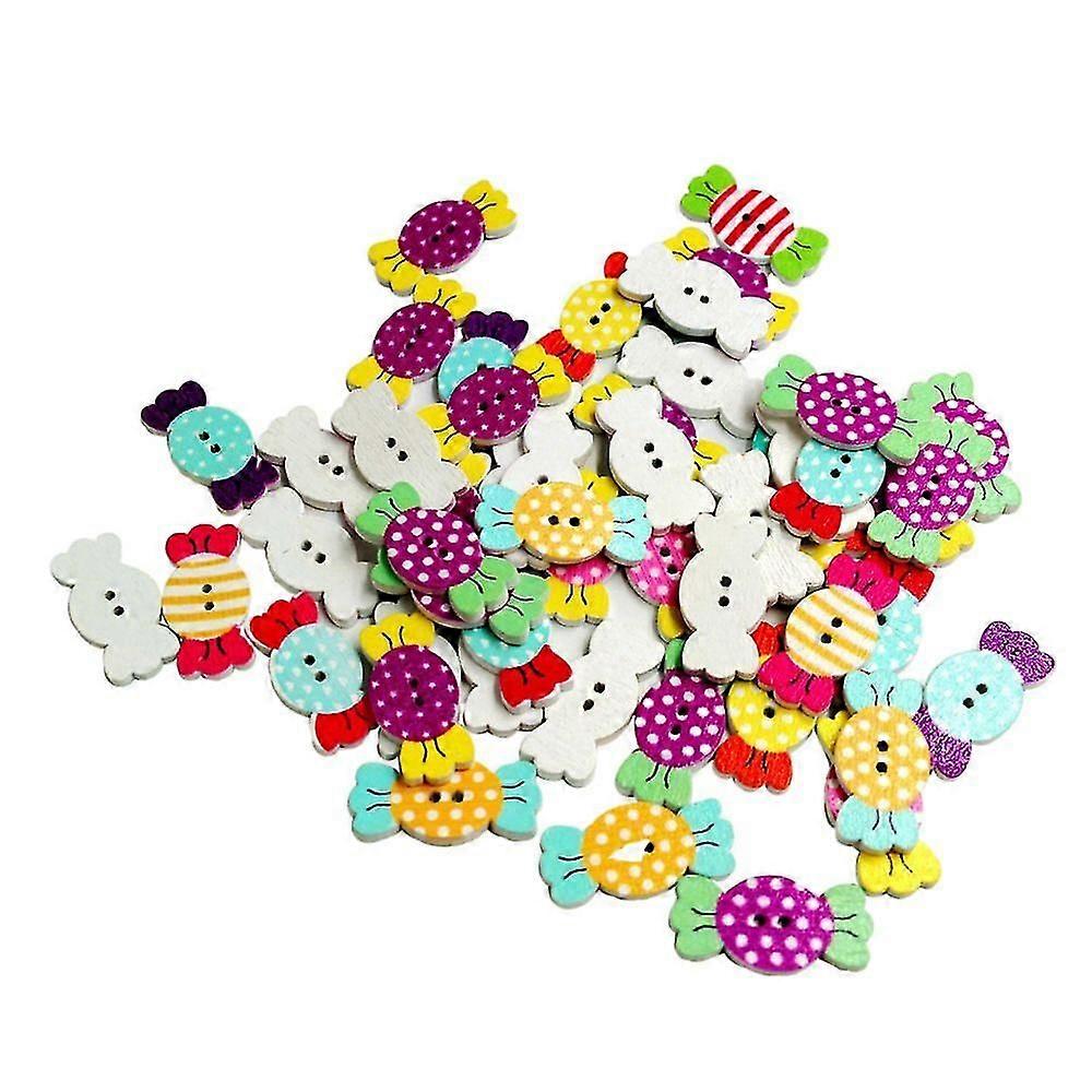Wooden Cartoon Candy Buttons