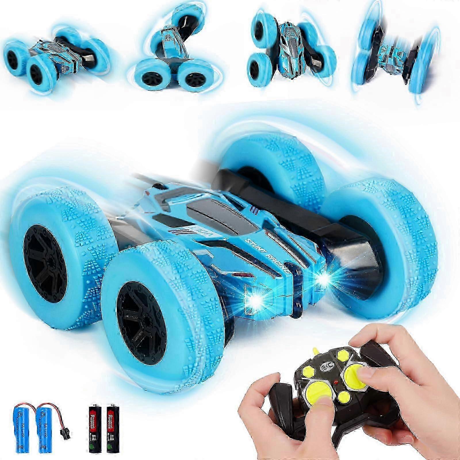 Jouet de voiture de cascade télécommandée, rotation double face à 360, avec phare, jouet de voiture de Noël de musique 2,4 GHz, adapté aux garçons de 6 7 8 9 10 ans