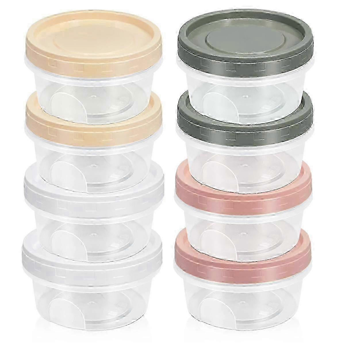 500ML Reusable Round Plastic Containers with Screw-on Lids for Small Freezer Storage