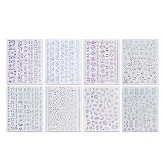 8 arkuszy Naklejki na paznokcie Laserowe naklejki do paznokci Samoprzylepne naklejki do paznokci DIY Nail Design Nail Art Decoration