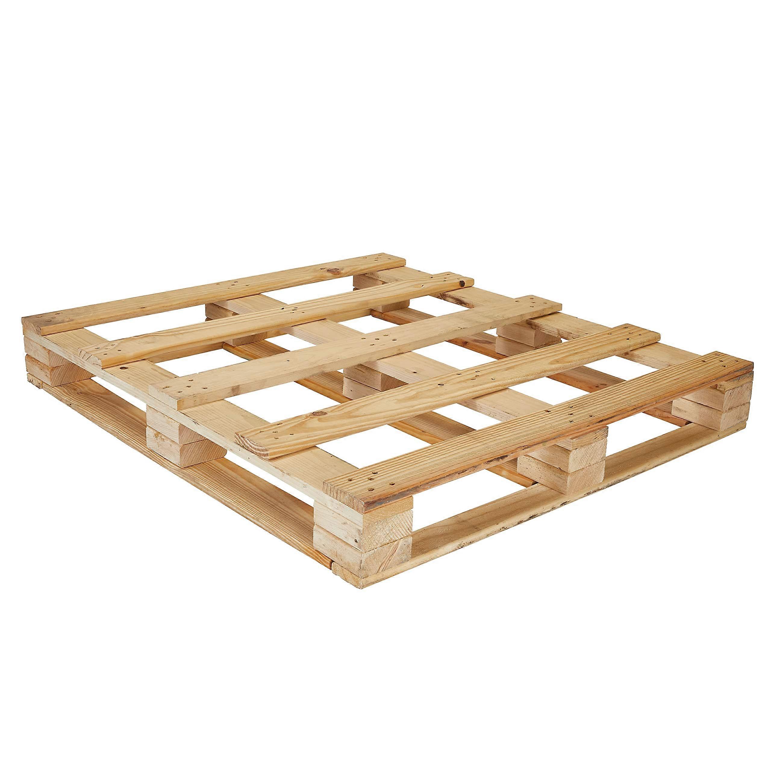 , 4 Way Wooden Pallets, Easy for Commercial Use, Fully Assembled, Strong Sturdy Wood Structure, 48x48x5, 2 Pcs