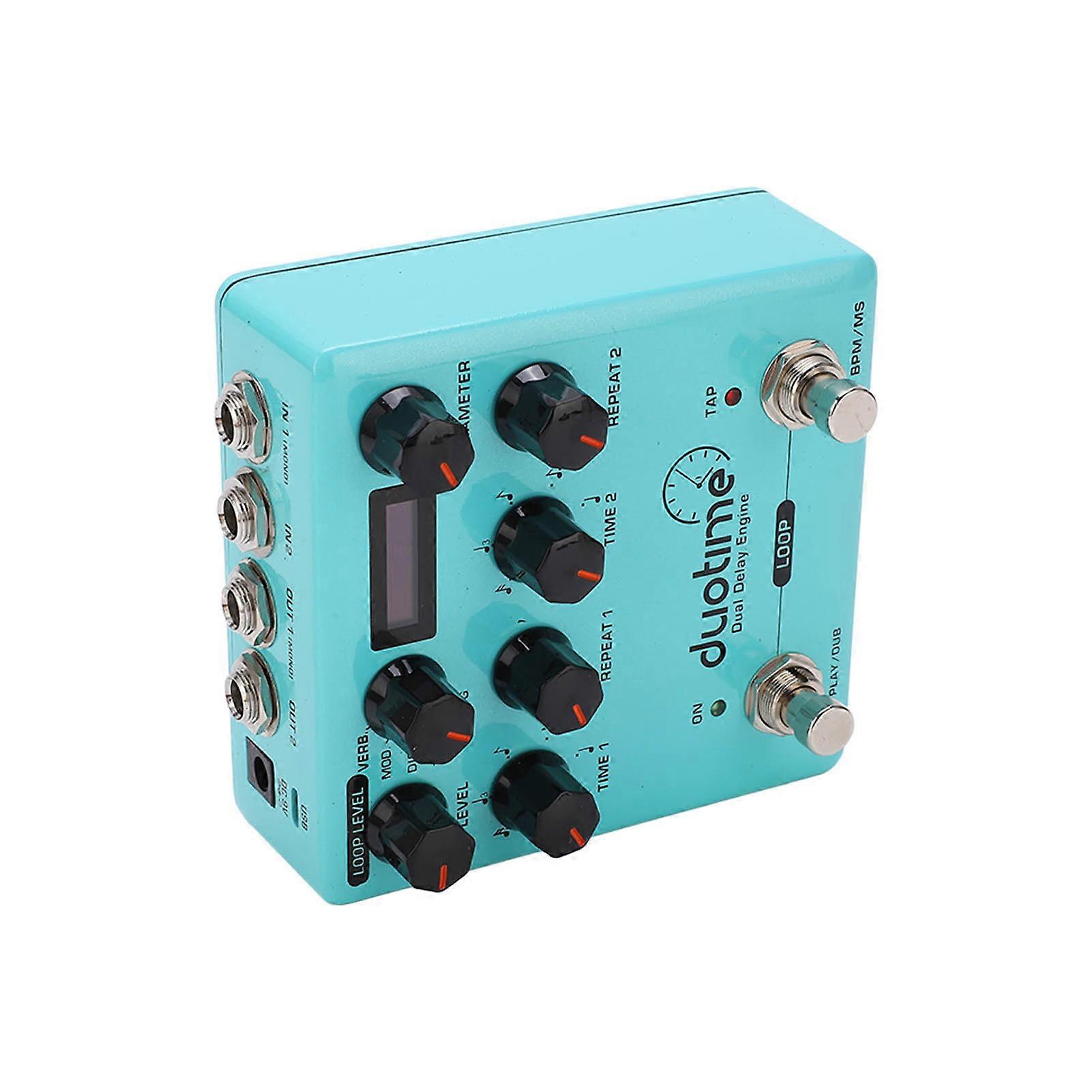 Dual Delay Engine Guitar Pedal Cyan 48KHz 40s Stereo Loop