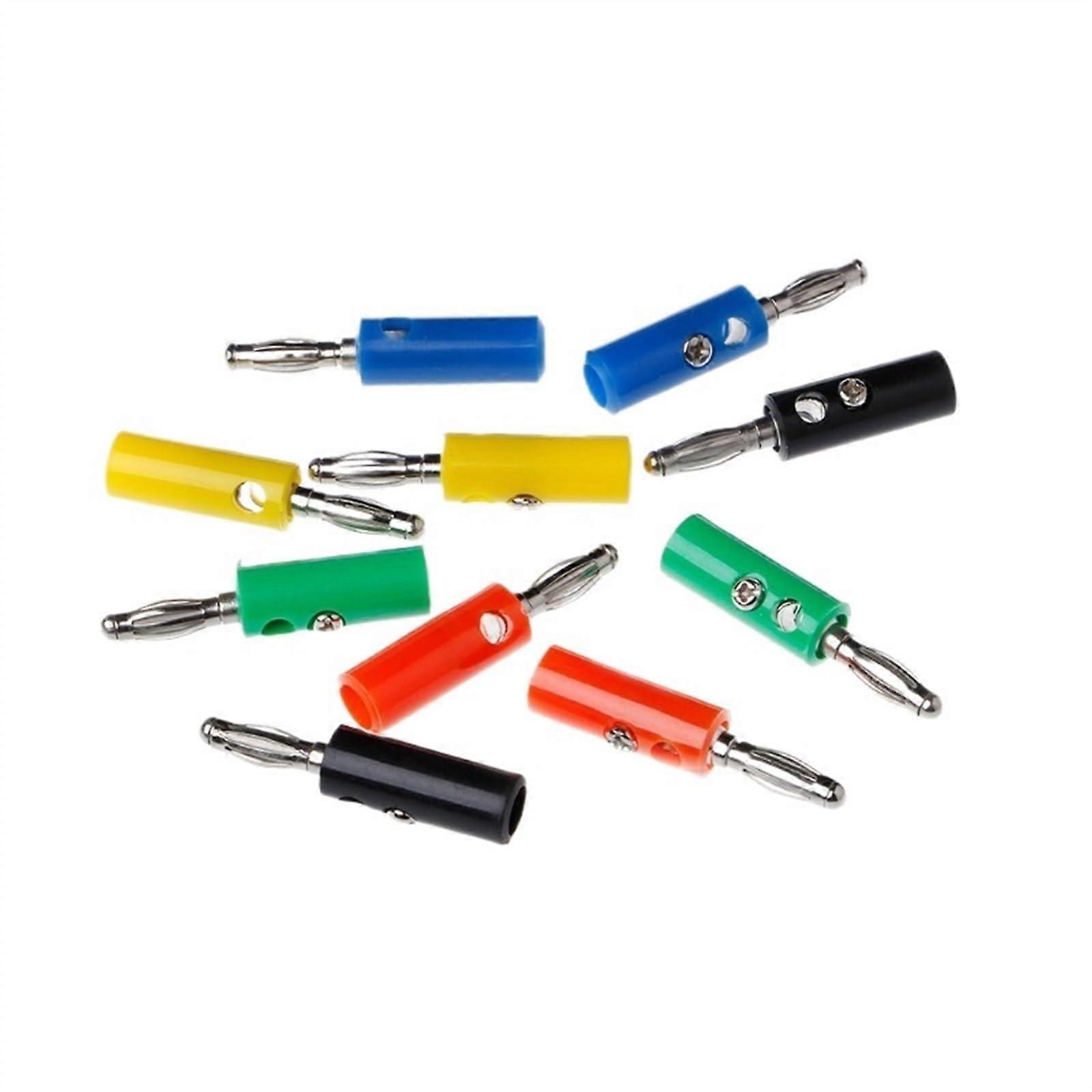 10 Pcs 5 Colors Wire Speaker Cable Banana Plug Connectors 4mm Adapter