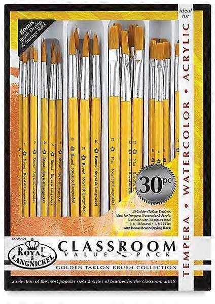 Royal & Langnickel Classroom Value Pack 30 Piece Golden Taklon Brush Collecton