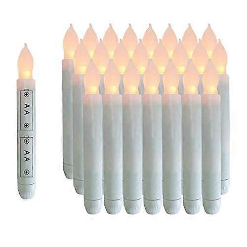 24PCS LED Flameless Conical Candles, 6.5 Inch Tall Wax Battery Operated White Flame for Halloween and Gratitude Decor