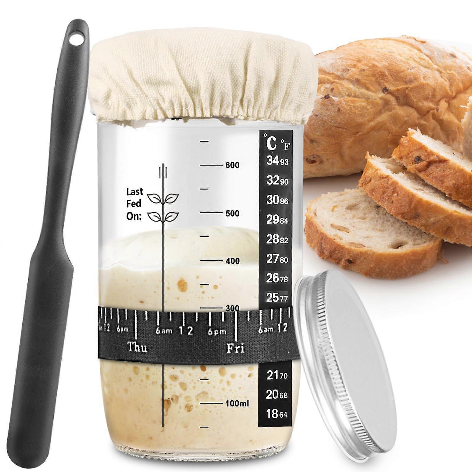 Sour Yeast Starting Jar Set with History-Marked Feed Band, Thermometer, Fabric Cover, and Starter Kit for Home Brewing